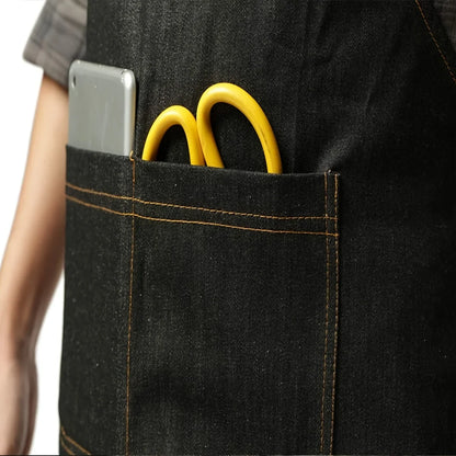 Denim Work Apron with Pockets - Lightweight Waterproof Waxed Canvas Tool Apron for Men & Women