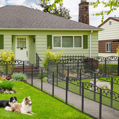 5Pcs Metal Garden Fence Panels - Decorative Iron Lawn Border and Animal Barrier for Outdoor Landscaping