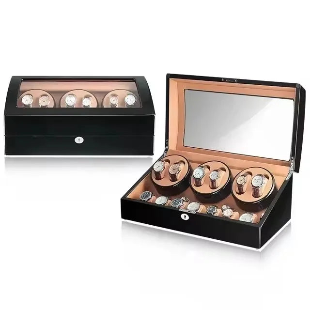 Luxury Rotatable Watch Winder Box – LED 13-Slot Display Case with Lock for 7+6 Watches