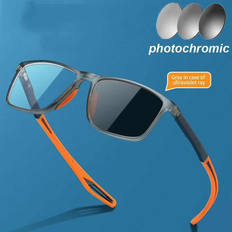Intelligent Photochromic Myopia Glasses – Vintage TR90 Computer Sunglasses for Nearsighted Users, Finished Lenses -1.0 to -6.0