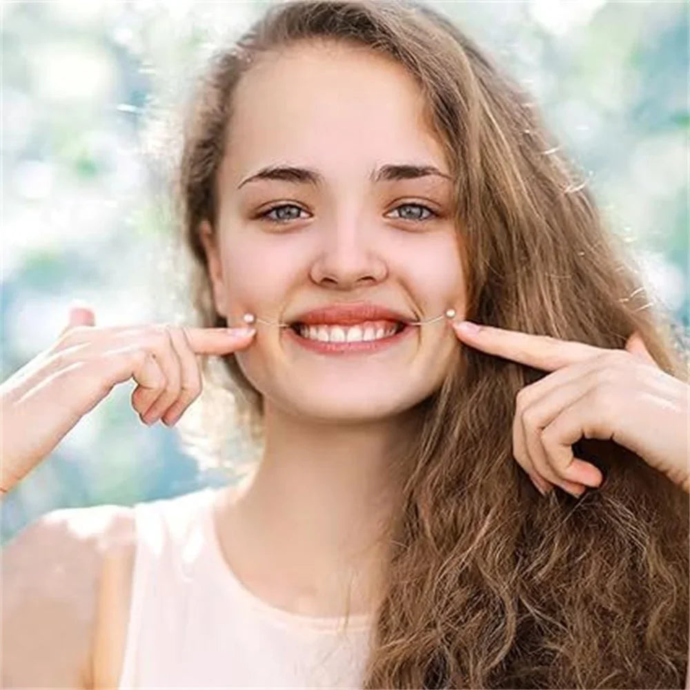 2PCS Alloy Dimple Maker – Pearl Facial Beauty Tool for Cheek Dimples, Easy to Wear Trainer Gift