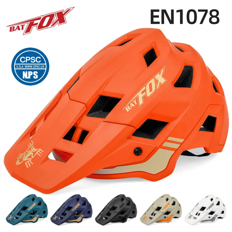 BATFOX Matte Black MTB Bike Helmet – Men's Mountain Bike Cycling Helmet Casco Ciclismo