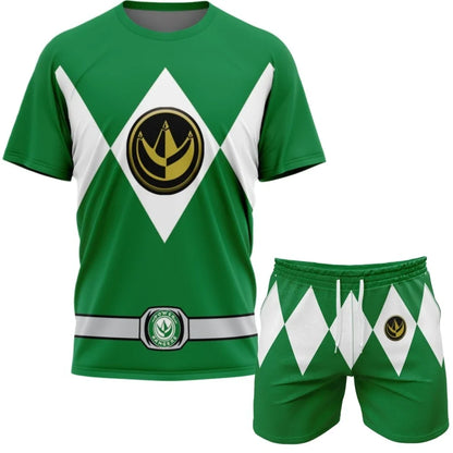 2026 Power Rangers Oversized Sportswear Set - Breathable Quick-Dry Tee & Shorts for Men & Women