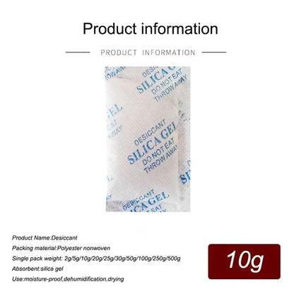 Non-Toxic Silica Gel Desiccant Bags – 2/5/10/20g Moisture Absorber for Kitchen, Room, and Living Spaces