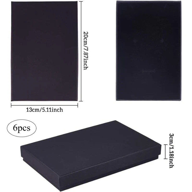 6-Pack Black Necklace Gift Boxes — 7.8x5x1.2" Kraft Cardboard Jewelry Boxes with Sponge for Necklace & Earrings, Mother’s Day Gift