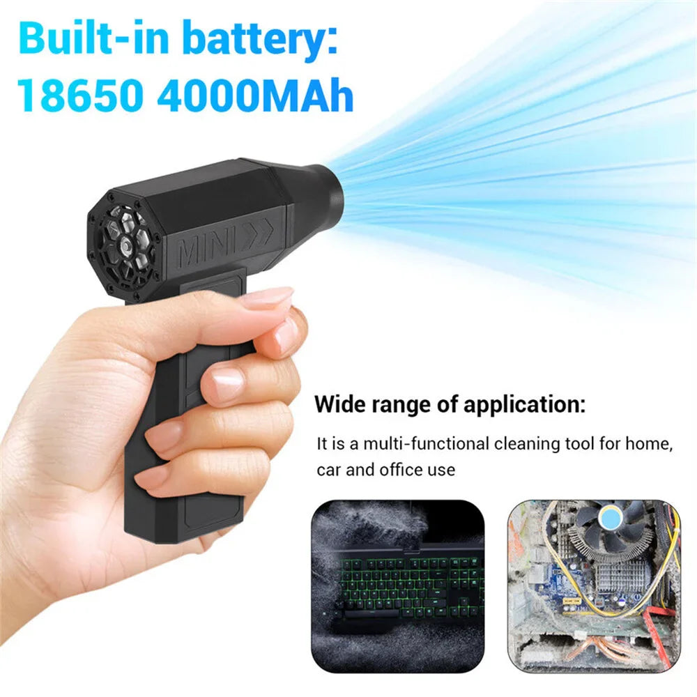 130000RPM Mini Turbo Jet Fan Electric Air Duster – Adjustable Wind Speed Portable Blower, Rechargeable Car Cleaning Tool
