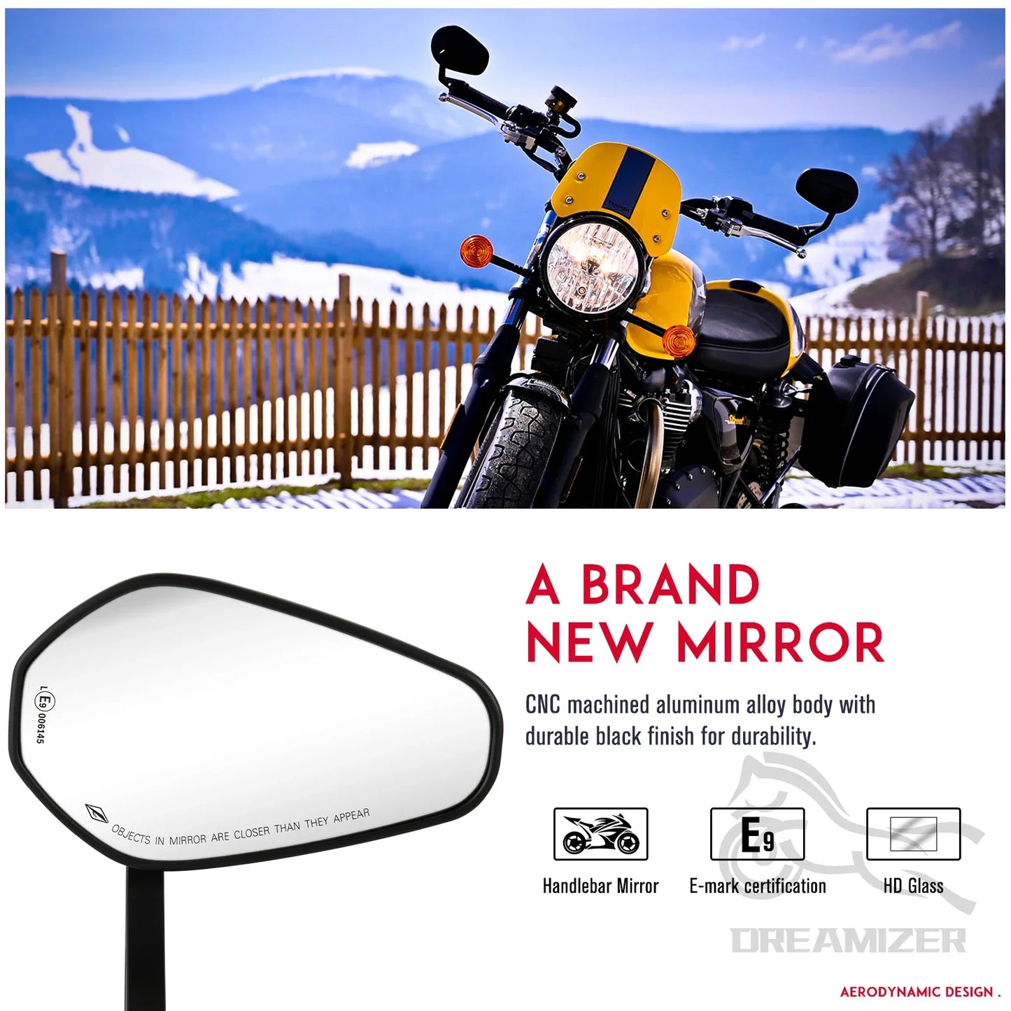 Motorcycle Rearview Side Mirrors | 7/8" & 1" Handlebar End Mirrors for Yamaha & Kawasaki