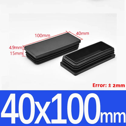 Black Square Tube End Caps - Plastic Blanking Plugs for Furniture, Tables & Chairs 10-100mm