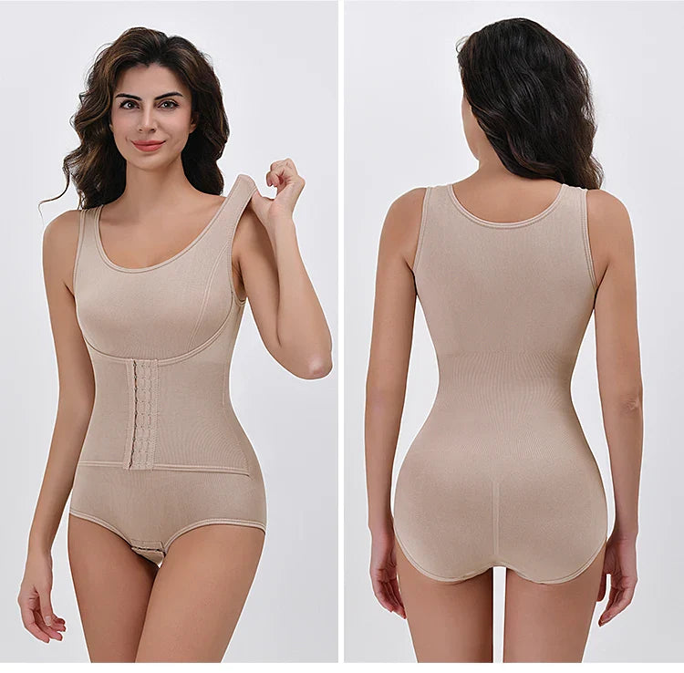 Bodysuit Shapewear – Double Breasted Tummy Control Body Shaper, Postpartum Slimming Waist Trainer & Comfort Corset for Flat Belly