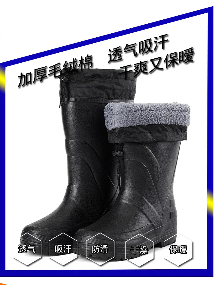 2025 Men’s High-Quality EVA Rain Boots – Non-Slip, Waterproof Winter Snow & Work Shoes with Platform
