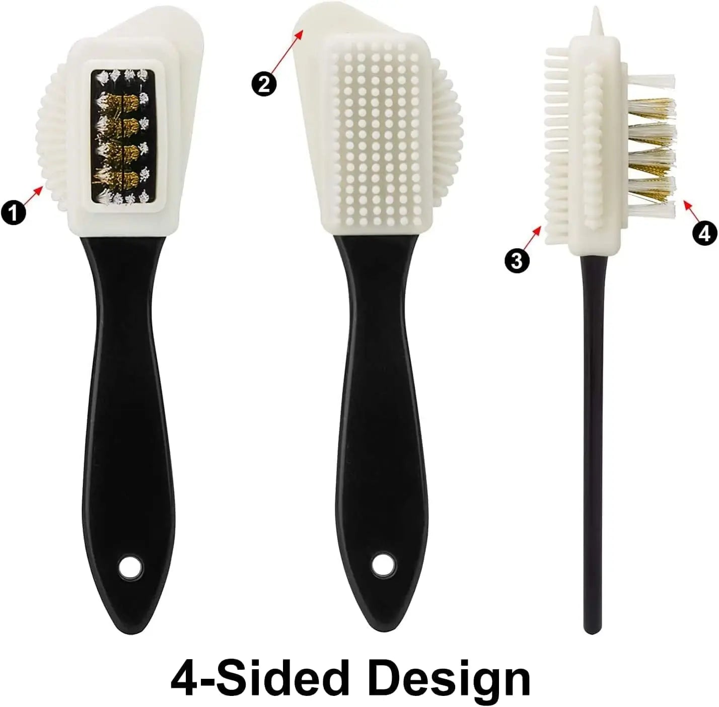 3 Sided Shoe Cleaning Brush for Suede and Nubuck - Stain and Dust Remover with Steel, Plastic and Rubber Bristles