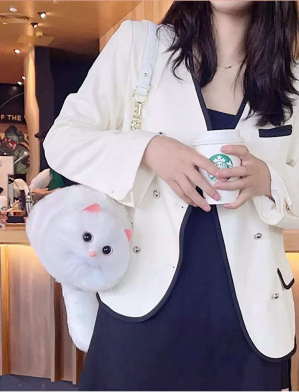One Shoulder Small Messenger Bag for Women — Handmade Plush Cat Design, Cute & Versatile Autumn/Winter Bag