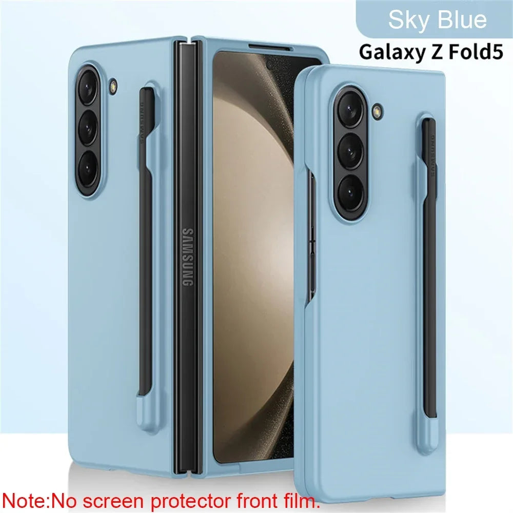 Skin Feel Slim Case for Samsung Galaxy Z Fold 6/5/4/3 – Hard Plastic Shockproof Cover with Stylus Pen Slot Holder