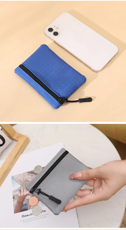 Canvas Mini Coin Purse with Zipper – Cute Solid Color Key & Money Pouch for Kids, Women & Men
