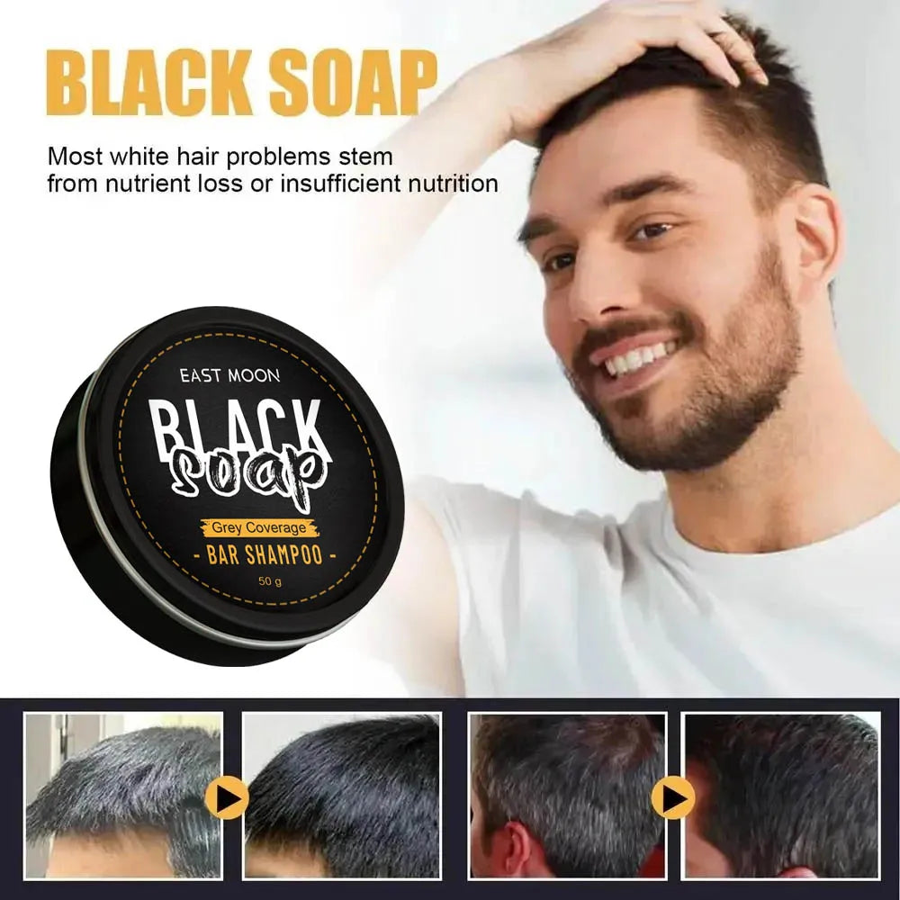 Polygonum Multiflorum Black Hair Soap — Darkening Shampoo Bar for Gray Hair Repair, Face & Body, Men & Women