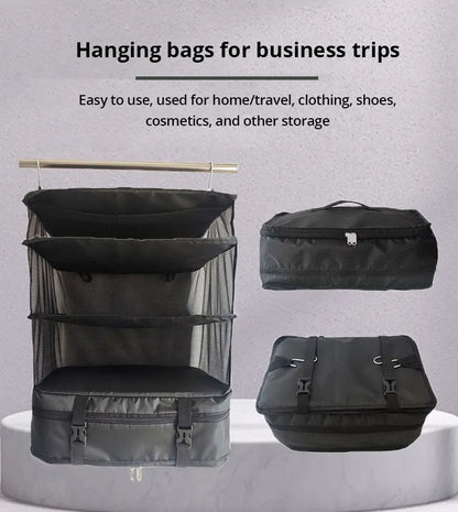 Travel Organizer Hanging Packing Cubes – Housewares Luggage Storage with Shelves and Laundry Compartments for Essentials