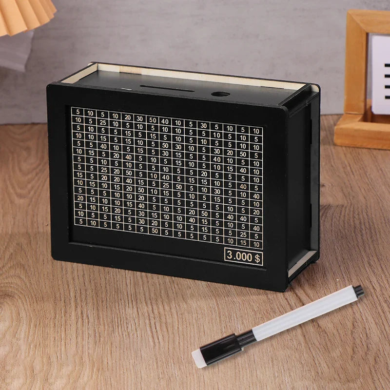 USD Black Reusable Piggy Bank with Money Goal Counter - DIY Savings Box to Build Good Habits