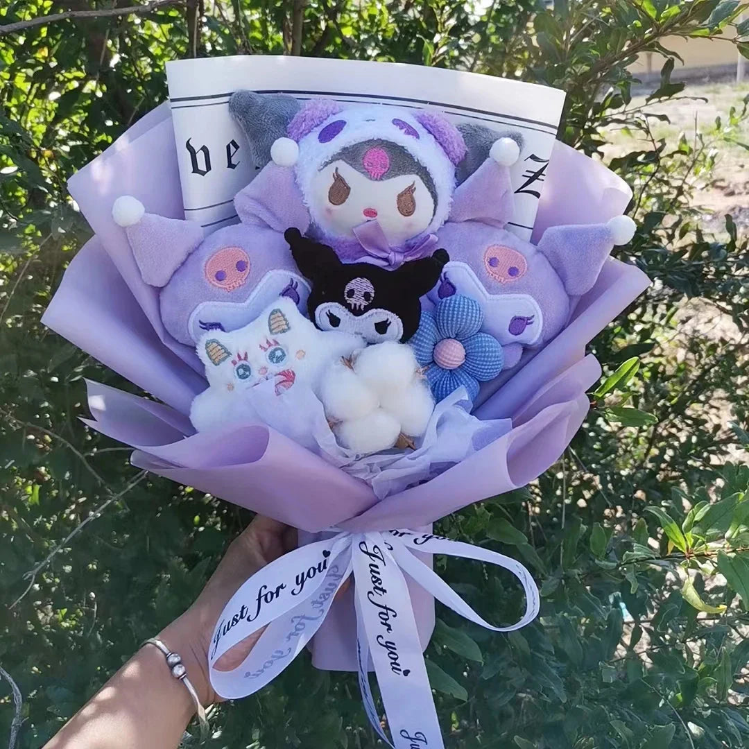 Sanrio Kuromi Plush Flower Bouquet — Soft Plush Doll Gift for Christmas, Valentine's Day, Birthday & Wedding Party