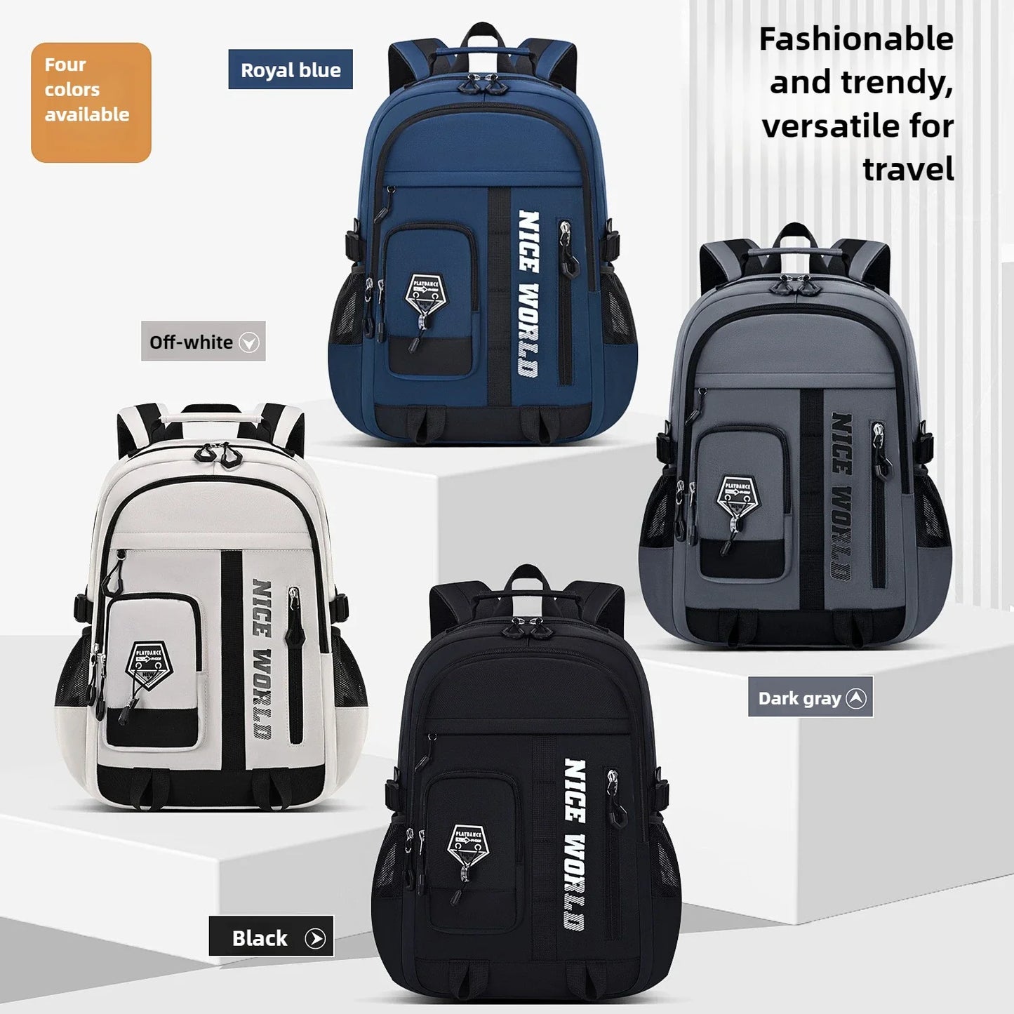 Cool Large Teenage School Backpack for Boys & Girls, Multi-Pocket Student Bookbag for Middle, High School & College