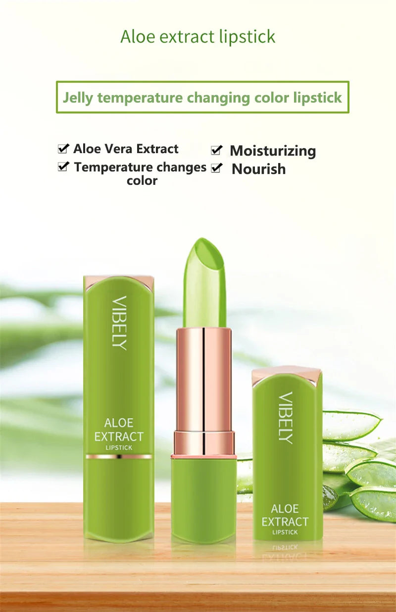 Spring Aloe Vera Moisturizing Lipstick – Long-Lasting Nourishing Temperature-Change Lip Balm & Gloss