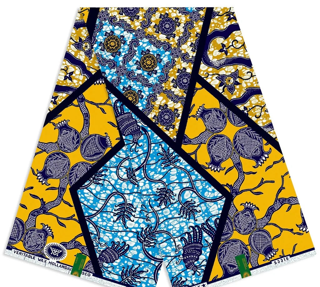 Original African Wax Print Fabric - 6 Yards Soft 100% Cotton Nigerian Ankara Pagne Batik Material
