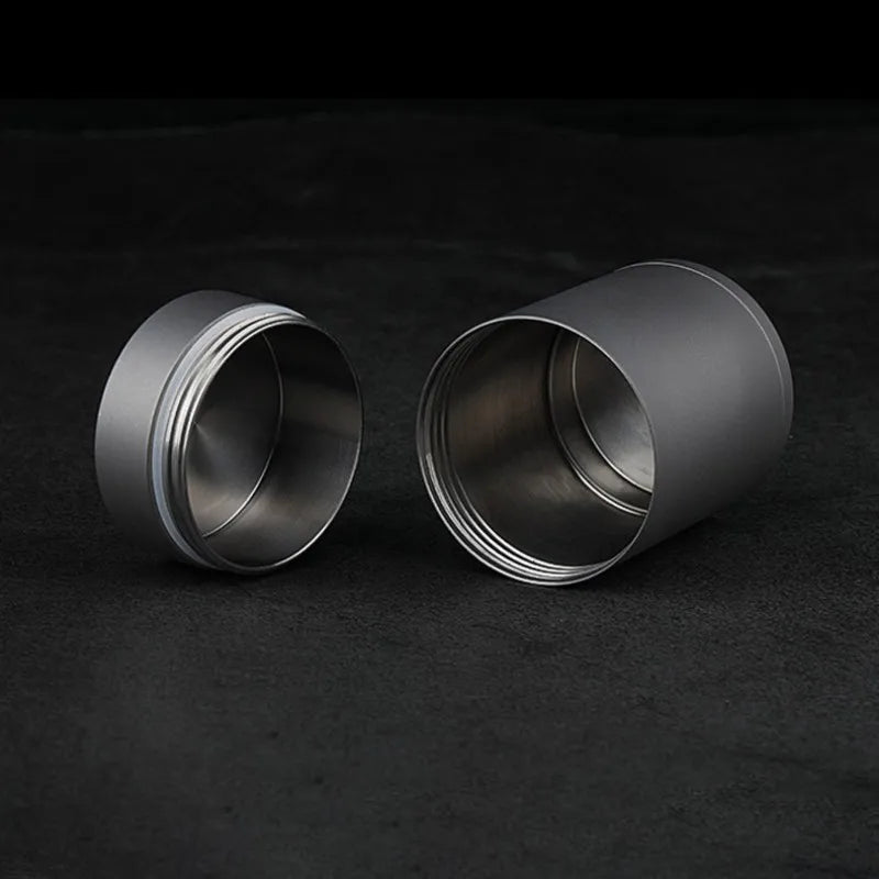 Titanium Alloy Double-Lid Airtight Jar — Waterproof Travel Storage Container for Tea, Capsules & Leaves