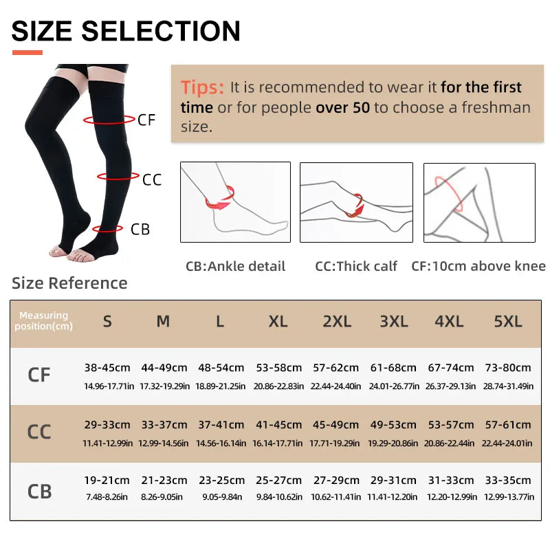 23-32mmHg Elastic Nursing Compression Stocking - Unisex Medical Class 2 Pressure Stockings for Sleep and Varicose Vein Relief