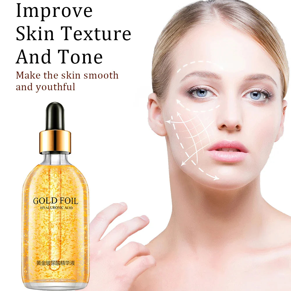 24K Gold Hyaluronic Acid Face Serum – Anti-Aging, Collagen Boosting & Whitening Skin Care Essence – 100ml