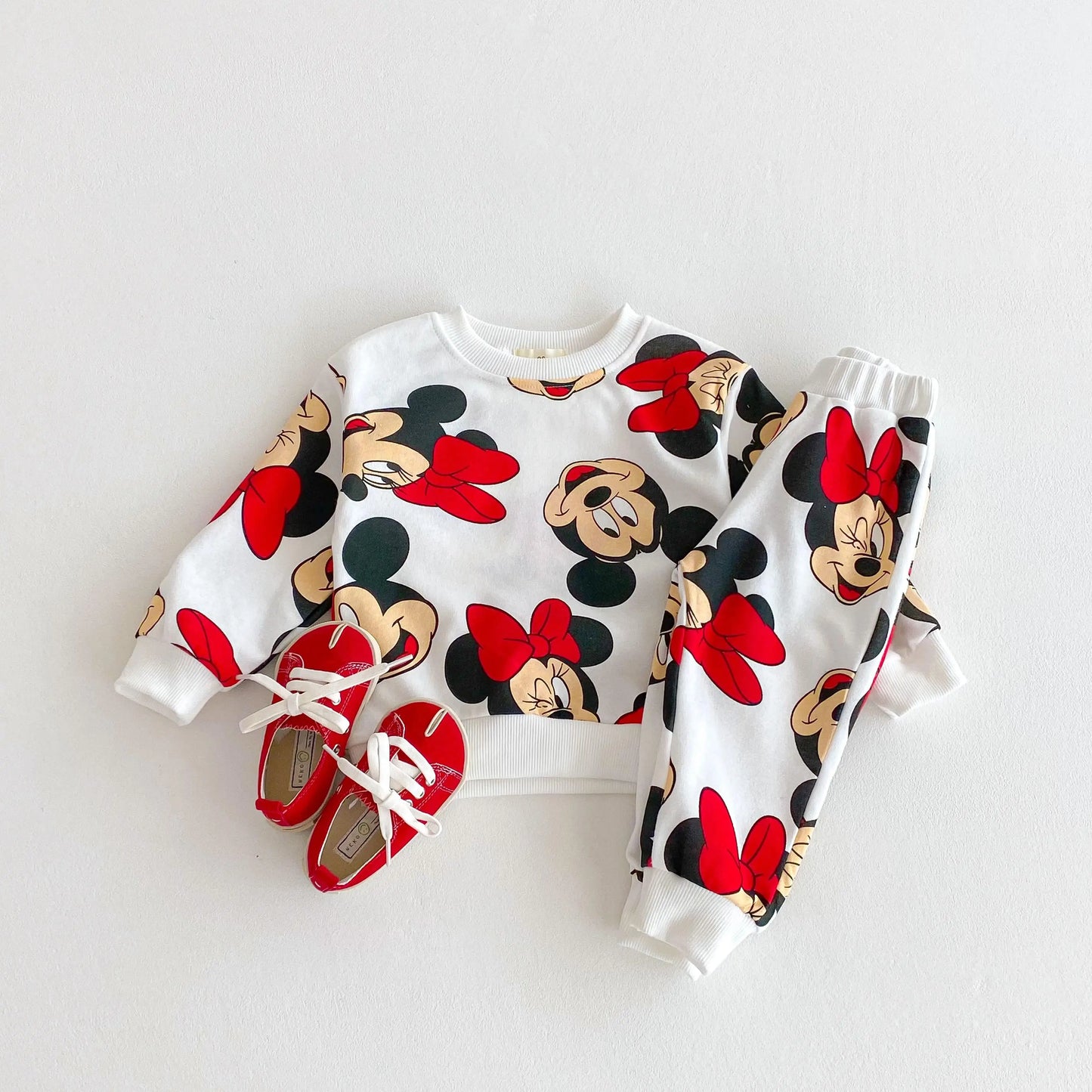 Disney Cartoon Sweatshirt Set – Autumn Long Sleeve Tops & Pants for Kids, Casual Outfit