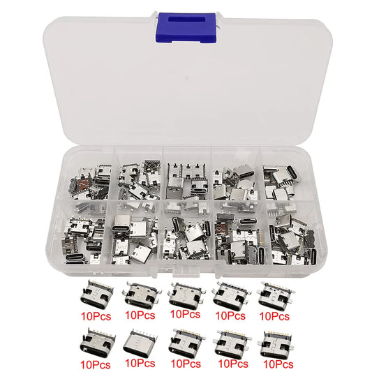 100Pcs Type-C USB Female Charging Socket Connector – 6Pin & 16Pin PCB Soldering DIY Repair Adapter