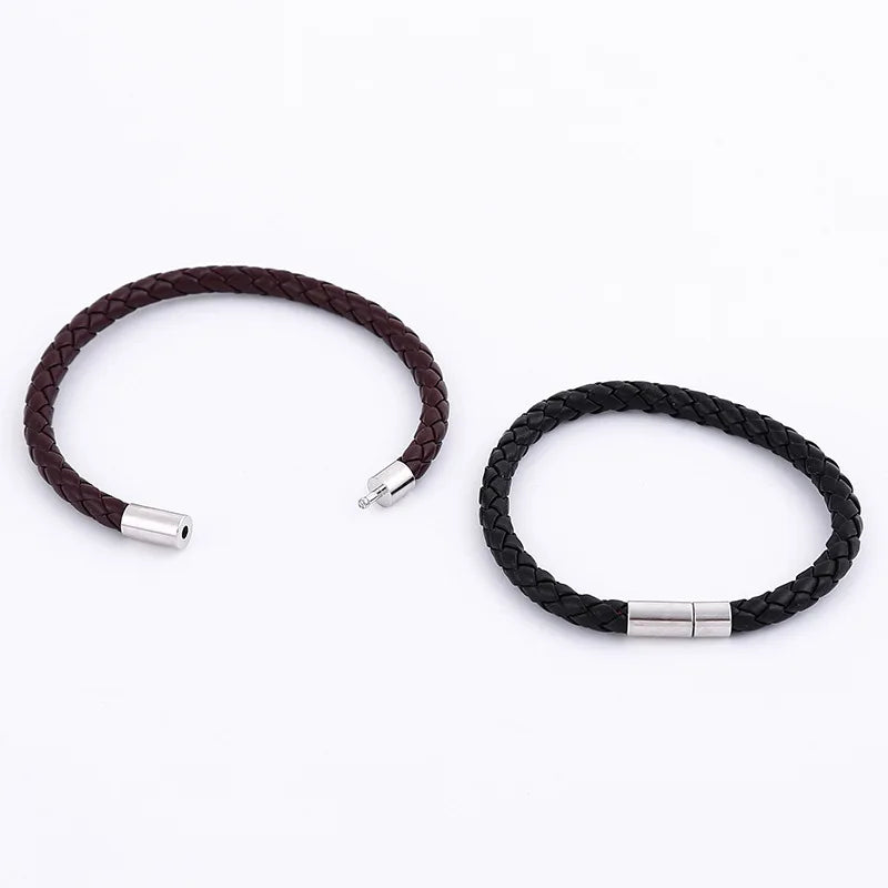 2PCS Men’s PU Leather Magnetic Bracelet Set - Elegant Business Style Gift for Mature & Stylish Men