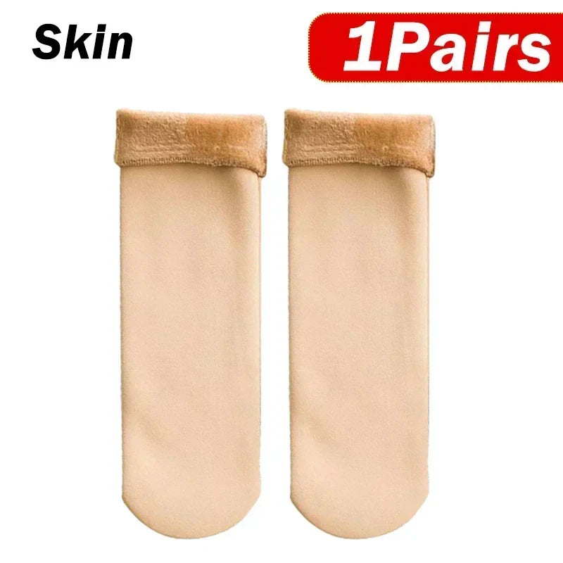 5 Pairs Women’s Winter Thick Thermal Socks — Warm Cashmere Wool Nylon Short Socks for Snow, Boots & Home
