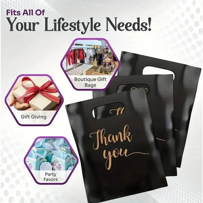 100PCS Black Thanksgiving Gift Bags – Candy & Product Packaging for Wedding, Birthday, Party Decoration