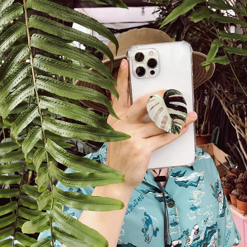 Popular Cute Simulation Leaf Phone Holder Grip - Foldable & Expandable Finger Ring Support Stand - Glossy Griptok Pocket Socket
