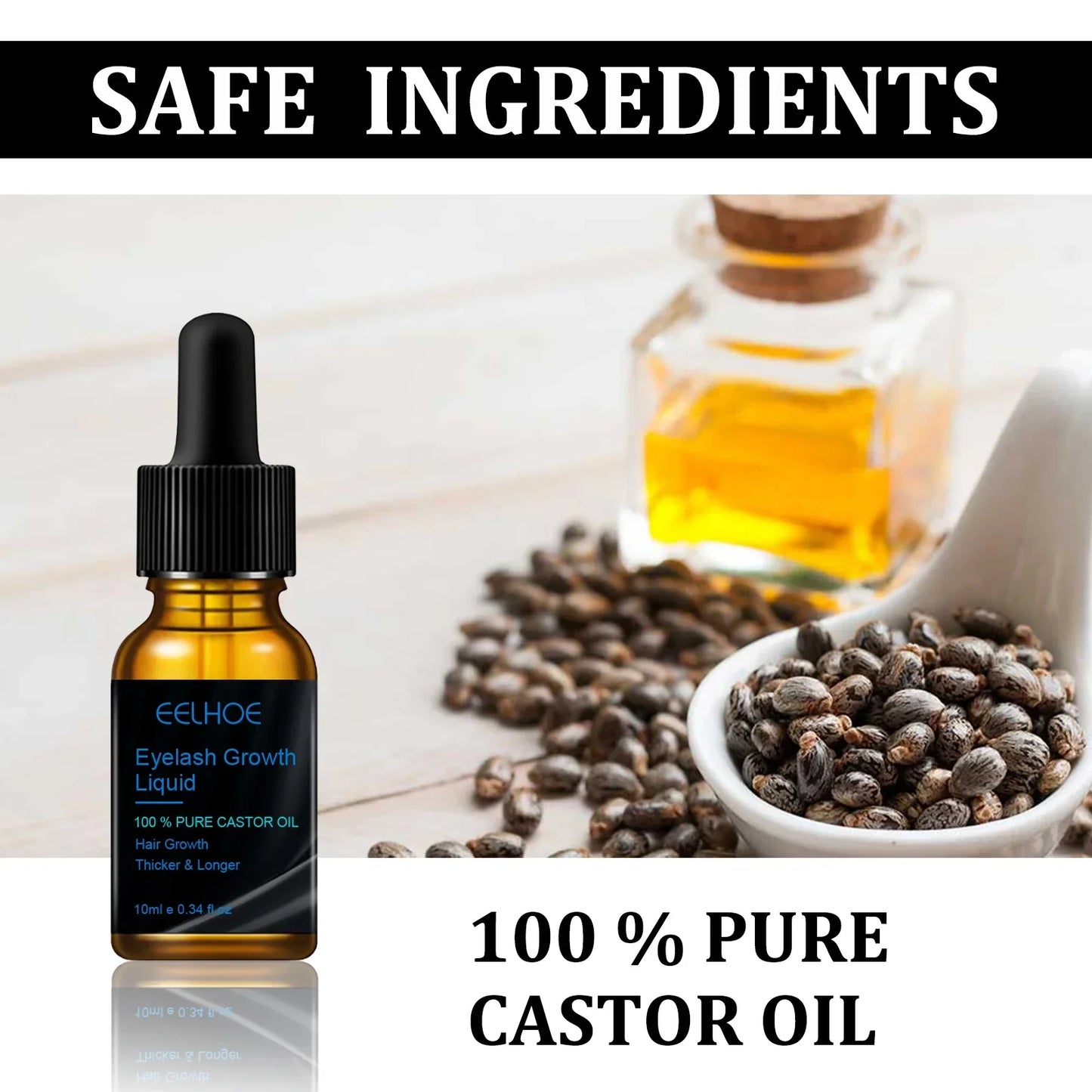 Natural Eyebrow & Eyelash Growth Serum — Thickening, Curling, Moisturizing with Castor Oil for Women
