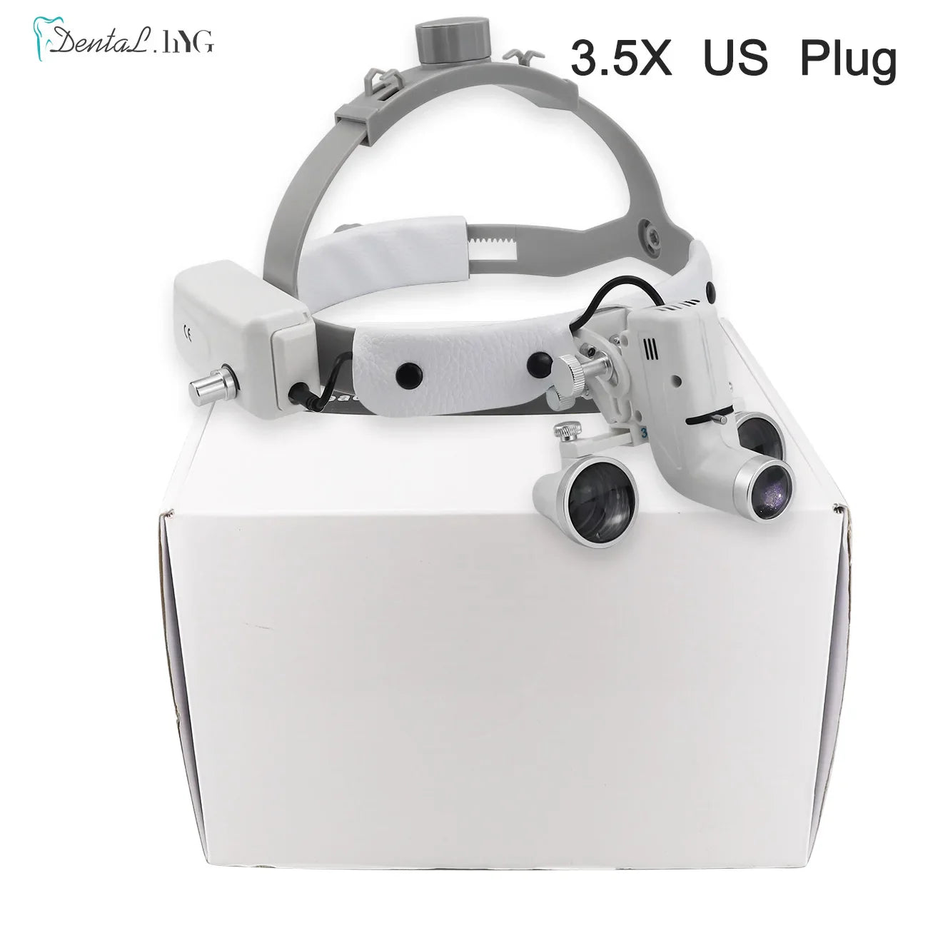 2.5X/3.5X Dental LED Loupes — Adjustable Brightness Spot Headlamp, 5W Surgical Headlight for Dental Lab