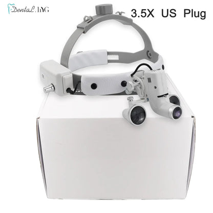 2.5X/3.5X Dental LED Loupes — Adjustable Brightness Spot Headlamp, 5W Surgical Headlight for Dental Lab