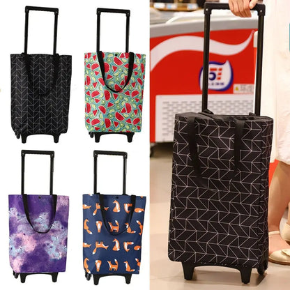 Collapsible Shopping Trolley Bag — Reusable Foldable Grocery Cart with Wheels