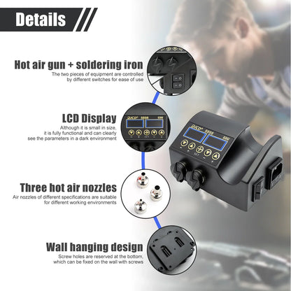 JCD 8898 2-in-1 Soldering Station 750W – Soldering Iron & Hot Air Gun for BGA SMD Phone Repair & Welding