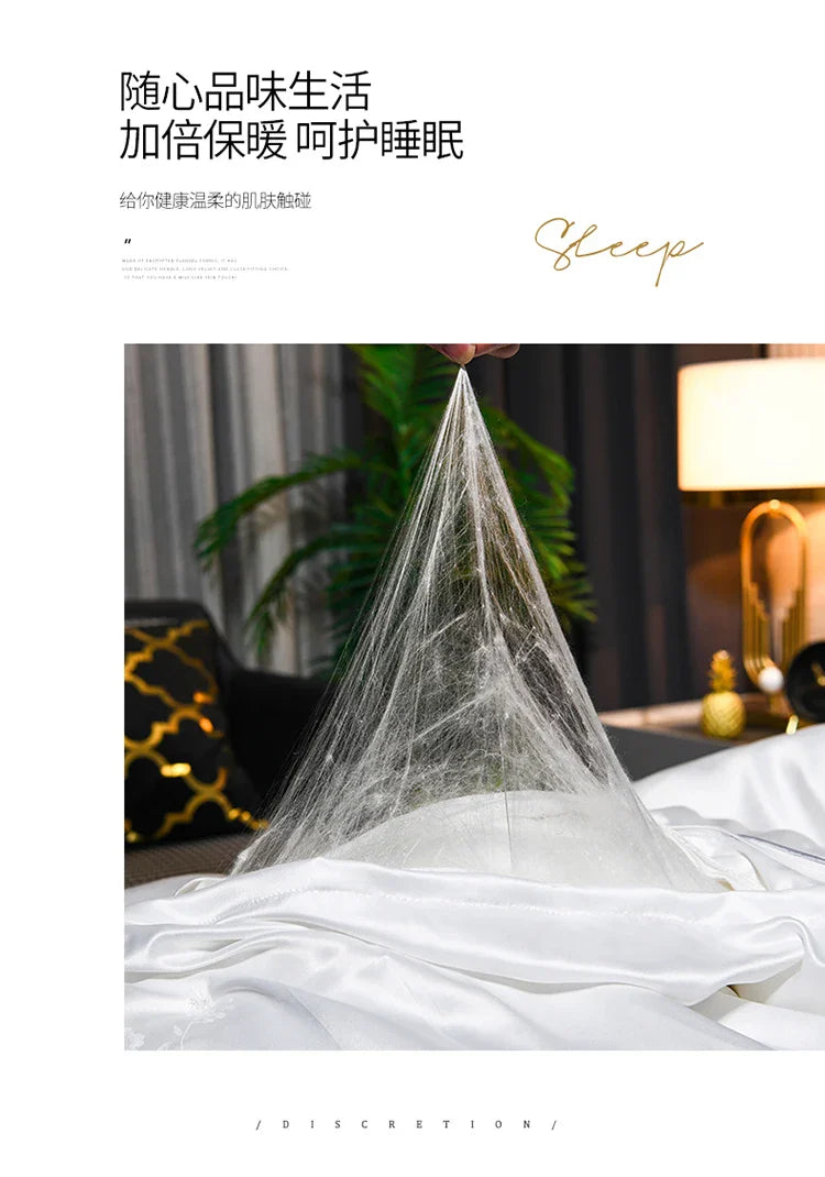 100% Mulberry Silk Handmade Comforter – Winter Warmth, Spring & Autumn Blanket, Thickened Single/Double Quilt for Home & Hotel