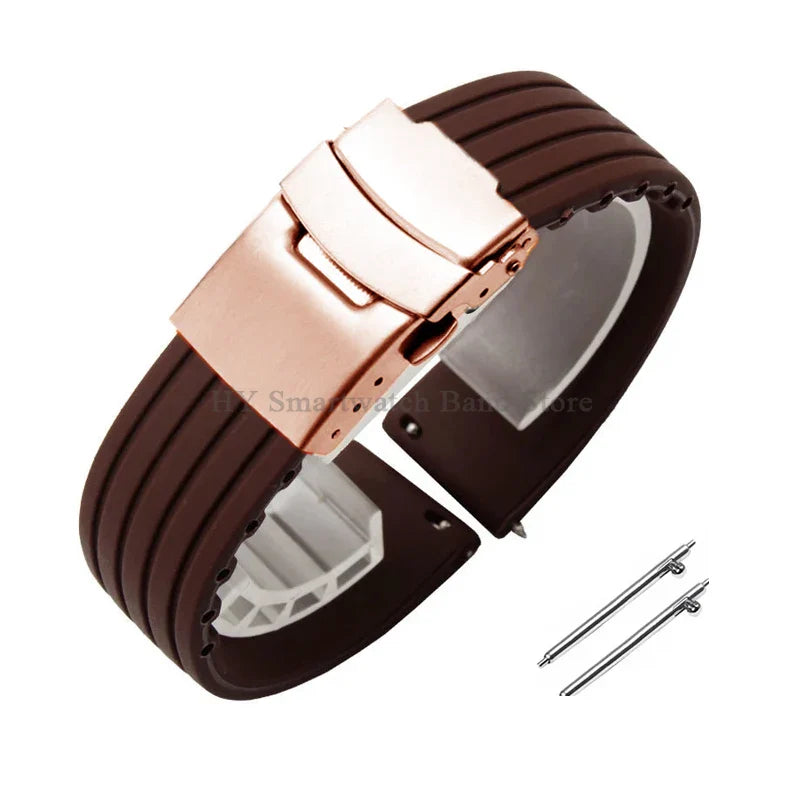 Quick Release Silicone Watch Strap 18–24mm – Sport Rubber Band for Huawei Watch GT2/3/4, Omega, Seiko, Fossil