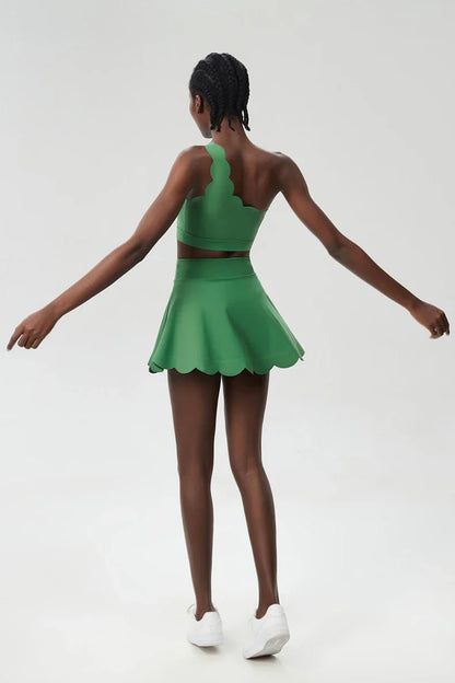 3-Piece Women’s Fitness Yoga Set – Breathable Quick-Dry Gym & Running Sportswear with Tennis Skirt