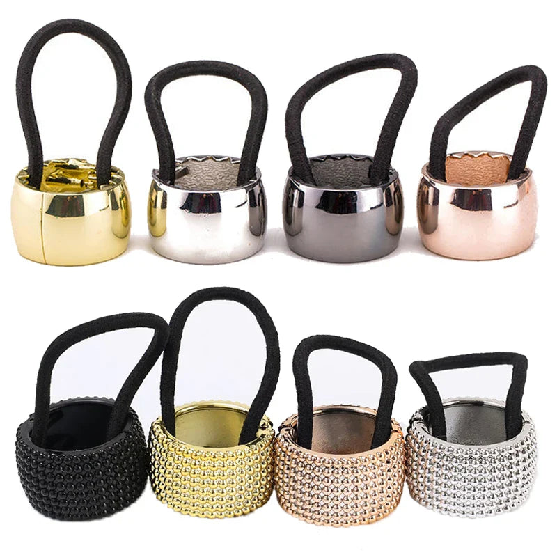 Vintage Metal Ponytail Holder Buckle - Women's Elastic Clip Hair Rope, Fashionable Round Hair Ties Rings - Stylish Headwear Accessory