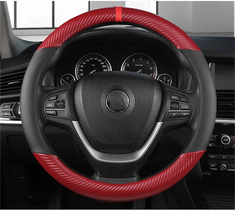 Fashion Universal Car Steering Wheel Cover — Breathable, Anti-Slip, 37-38cm Car Accessory