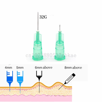 100pcs/Box 32G Disposable Needles – 4mm, 6mm, 8mm, 13mm Painless Irrigator Eyelid Tool Parts for Teeth Syringes