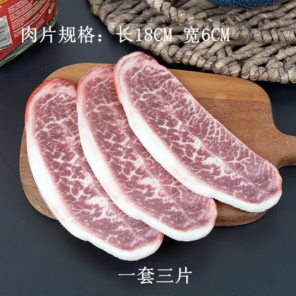 Realistic Faux Meat Models - 5-Piece Beef, Pork & Lamb Steak Display Set for Restaurant Decor