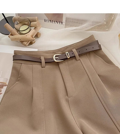 Casual Women’s A-Line Shorts — Vintage Solid High Waist Office & Streetwear Summer Trousers