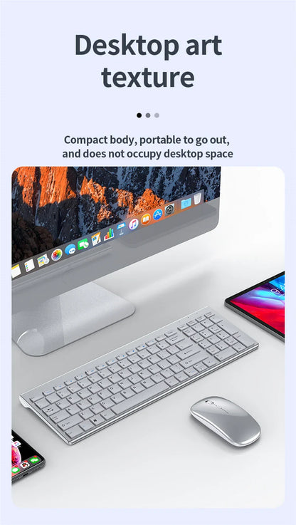 Bluetooth 5.0 & 2.4G Wireless Keyboard and Mouse Combo – Mini Multimedia Set for Laptop, PC, TV, iPad, MacBook, Android