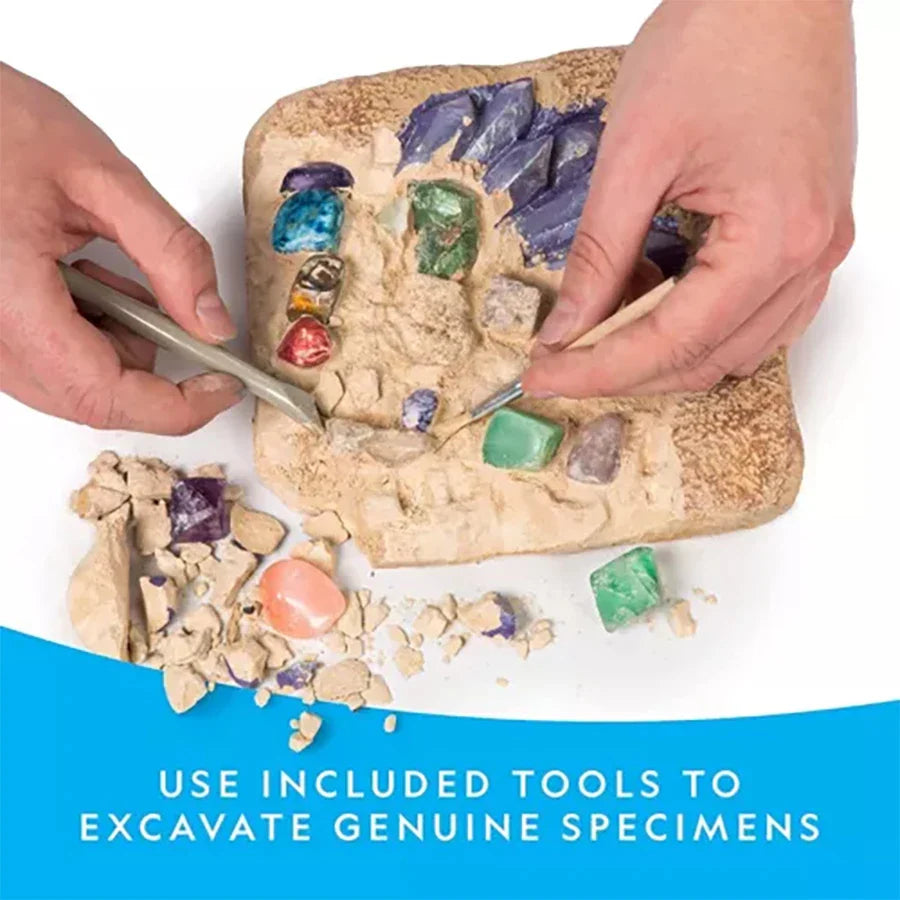 STEM Mega Gemstone Dig Kit – Crystal Mining Excavation Toy Set for Kids Educational Science Discovery Gift