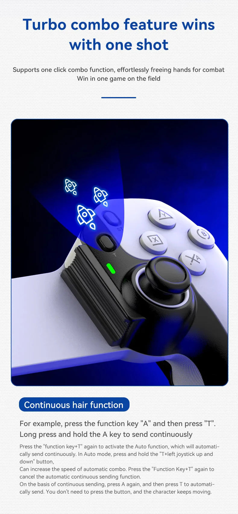 BSP-D9 Wireless Bluetooth Mobile Game Controller – Stretch Design for PC, Tablet, Switch, PS3/PS4, Dual Hall Somatosensory Controller